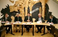 Von links nach rechts: Matthias Bongarth (Landesbetrieb Daten und Information), Dr. Wolfgang Neutz (Städtetag), Hendrik Hering (ISM), Reimer Steenbock (GStB), Ernst Beucher (Landkreistag)